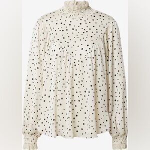 Traffic People Cream and Black Polka Dot Blouse